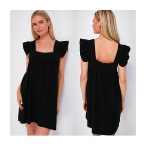 Tuckernuck Pomander Place Hazel Black Ruffle Sleeve Dress Large